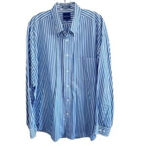 Façonnable Blue Stripes Shirt Pocket Extra Long Sz XL Cotton Office Business